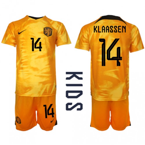 Maillot de foot Pays-Bas Davy Klaassen #14 Domicile enfant Monde 2022 Manches Courte (+ pantalon court)